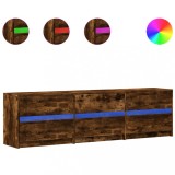 Cumpara ieftin Dulap TV cu LED, stejar fumuriu, 180x34x50 cm, lemn prelucrat
