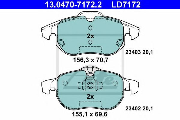 Set placute frana,frana disc SAAB 9-3 Cabriolet (YS3F) (2003 - 2016) ATE 13.0470-7172.2