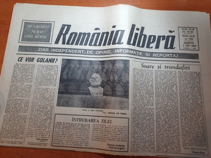 ziarul romania libera 5 mai 1990- conferinta de presa a lui victor stanculescu