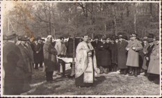 HST P1619 Poză slujbă religioasă anii 1930 Rom&amp;acirc;nia Straja Țării preot ofițeri foto