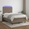 vidaXL Pat cu arcuri, saltea și LED, gri taupe, 120x200 cm, textil 3135105