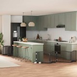 vidaXL Poartă c&acirc;ini pliabilă cu ușă 12 panouri negru 960 cm, lemn plop