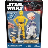 Macheta de asamblat, Wood WorX - Star Wars - C-3PO R2D2, cu 110+ piese din lemn + vopsea, pensula si adeziv inclus