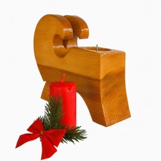 Suport decorativ din lemn masiv pentru lumanare &ndash; design sculptural, finisaj lacuit