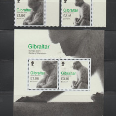 GIBRALTAR 2021 EUROPA CEPT - Serie 2 timbre +Bloc (emisiune completa) MNH**