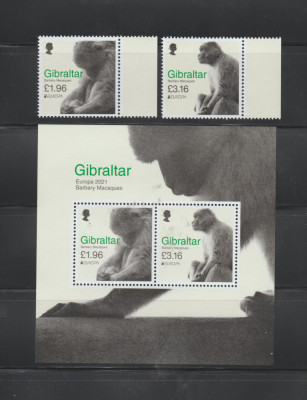 GIBRALTAR 2021 EUROPA CEPT - Serie 2 timbre +Bloc (emisiune completa) MNH** foto