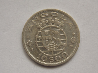 10 escudos 1952 Angola-argint foto