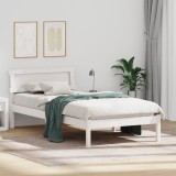 vidaXL Pat cu spătar LED alb, 90 x 200 cm, din pin masiv