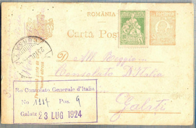AX 244 CP VECHE-ALL REGIO CONSOLATO D&amp;#039;ITALIA -GALATI -CIRC. 1924 foto