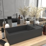 Chiuvetă de baie cu preaplin, gri &icirc;nchis, ceramică