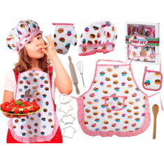 Set Chef copii, sort si ustensile pentru gatit, 8 piese