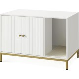 FEANDREA Dulap mascat pentru litiera pisici, cu cadru metalic auriu, 80x50x55 cm, alb Household NewTrend