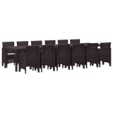 vidaXL Set de masă pentru grădină 13 pcs Maro Ratan Polt 3378779
