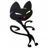 Ceas de perete metalic Krodesign Black Cat-2, diametru 50 cm, VivaTechnix