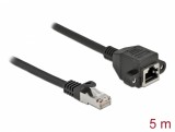 Cablu prelungitor retea RJ45 S/FTP Cat.6A 5m Negru, Delock 87005