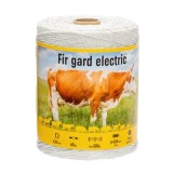 Fir gard electric 400m AgroElectro, rezistenta 65kg, 4.8 &Omega;/m, plastic, Alb, pentru animale domestice, vizibilitate buna, permanent/temporar
