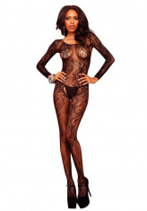 Bodystocking Decupat Din Dantela, Cu Maneci Lungi foto