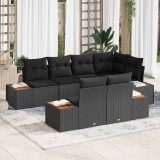 VidaXL Set de canapele pentru grădină 7 pcs Negru 264 x 154 x 85 cm