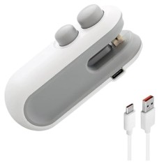 Aparat pentru sigilat pungi, portabila, cu taietor integrat, sigilare rapida, design ergonomic, indicator luminos, alb