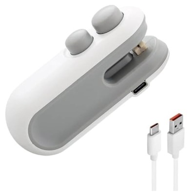 Aparat pentru sigilat pungi, portabila, cu taietor integrat, sigilare rapida, design ergonomic, indicator luminos, alb foto