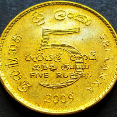 Moneda exotica 5 RUPII / RUPEES - SRI LANKA, anul 2009 *cod 1213 C