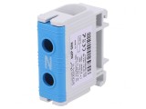Conector șine 50mm2 1 pistă 2 borne albastru TS35