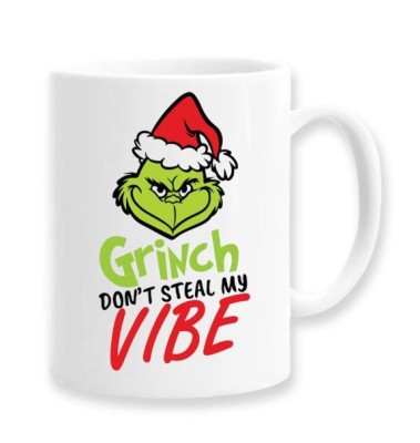 Cana alba personalizata &amp;quot;Grinch don&amp;#039;t steal my Vibe&amp;quot;, INOVATIX&amp;reg;. 330ml foto