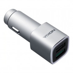 Incarcator auto USB Nokia 6, DC-801, Quick Charge, 2 x USB, Argintiu