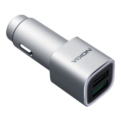 Incarcator auto USB Nokia 3.1 C, DC-801, Quick Charge, 2 x USB, Argintiu foto