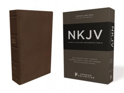 Nkjv, Single-Column Reference Bible, Premium Goatskin Leather, Brown, Premier Collection, Comfort Print foto