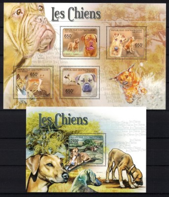 AFRICA CENTRALA 2011 - Rase de caini /set complet - bloc+colita MNH foto
