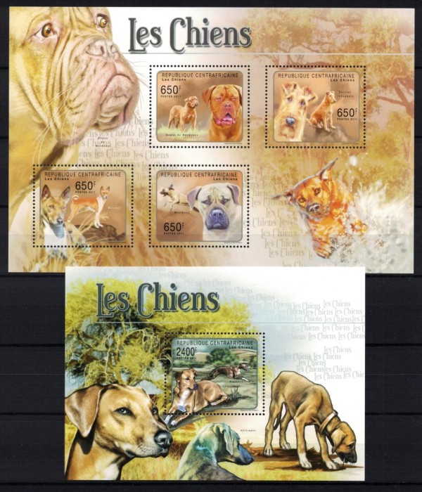 AFRICA CENTRALA 2011 - Rase de caini /set complet - bloc+colita MNH