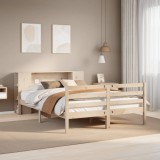vidaXL Pat cu bibliotecă fără saltea, 135x190 cm, lemn masiv de pin 3321846