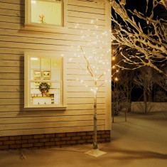 vidaXL Mesteacăn cu LED, alb, 240 LED-uri alb calde, 300 cm 345146