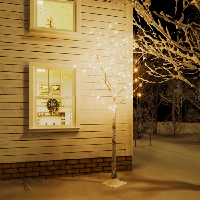 vidaXL Mesteacăn cu LED, alb, 240 LED-uri alb calde, 300 cm 345146