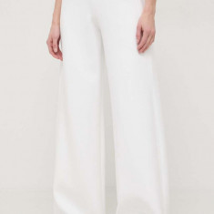 Max Mara Leisure pantaloni femei, culoarea alb, lat, high waist