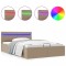 Cadru pat hidraulic lada LED cappuccino 140 x 200 cm piele eco