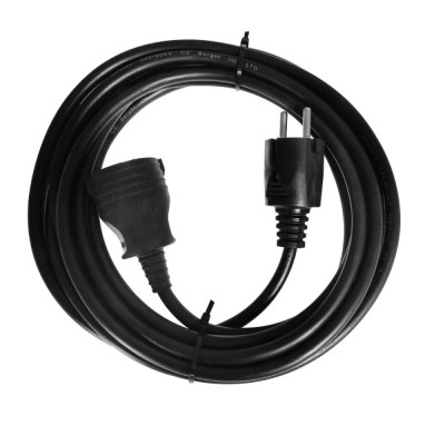 Cablu prelungitor, lungime 5m, pentru alimentare electrica, cu stecher si cupla cauciucate, material bachelita, negru foto