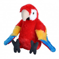 Papagal Macaw Stacojiu - Jucarie Plus 20 cm