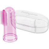 Cumpara ieftin BabyOno Take Care First Toothbrush periuta de dinti pentru deget pentru copii cu sac Pink 1 buc