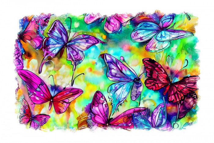 Sticker decorativ Fluturi, Multicolor, 85 cm, 11356ST