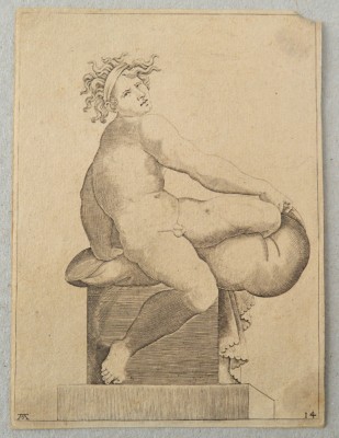 Adamo Scultori &amp;quot;Studiu dupa Michelangelo&amp;quot; gravura cca 1547-1587 foto