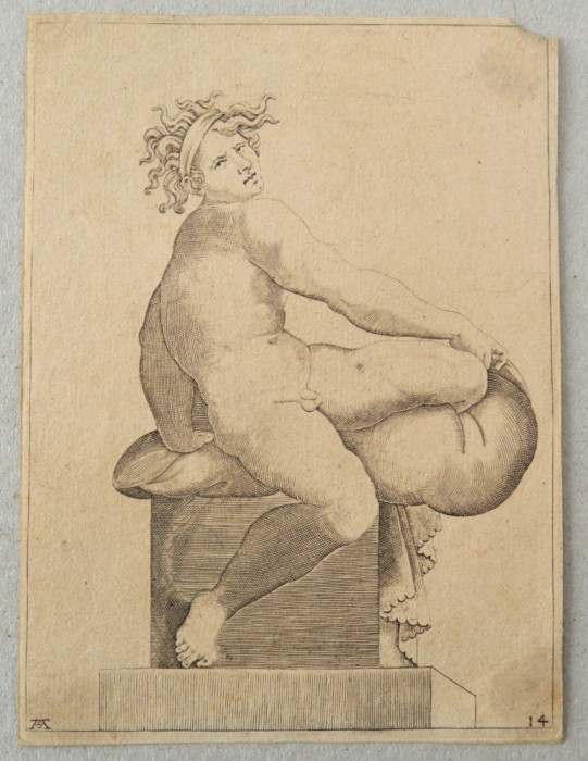 Adamo Scultori &quot;Studiu dupa Michelangelo&quot; gravura cca 1547-1587