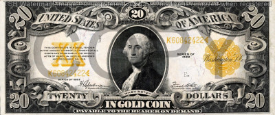 20 dolari 1922 Reproducere Bancnota USD , Dimensiune reala 1:1 foto