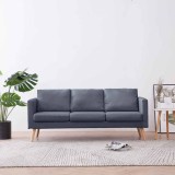 VidaXL Canapea cu 3 locuri, material textil, gri &icirc;nchis