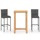 Cumpara ieftin Set mobilier de bar de gradina cu perne, 3 piese, gri
