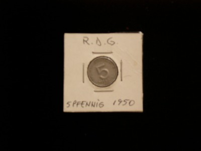 C50 - Moneda foarte veche - Germania Democrata DDR - 5 pfennig - 1950 foto