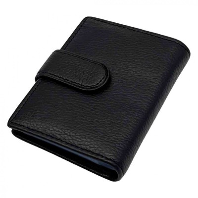 Port card barbati din piele naturala Negru / Gri foto