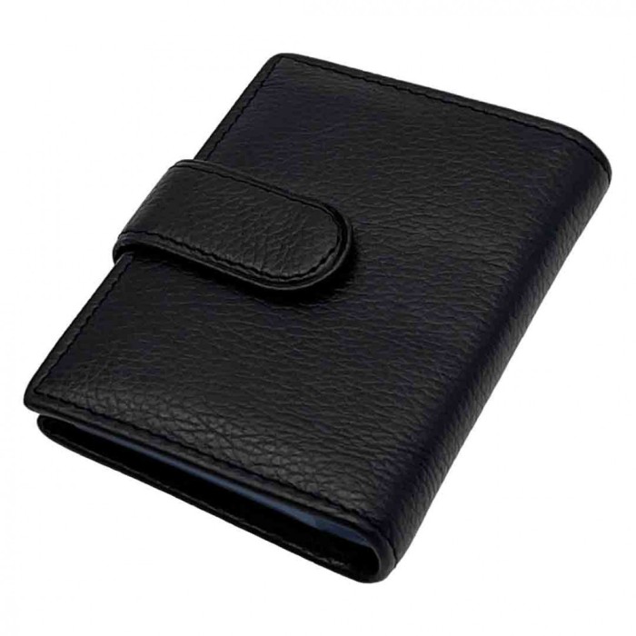 Port card barbati din piele naturala Negru / Gri