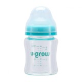 Biberon de sticla 120 ml+2 tetine extra, u-grow